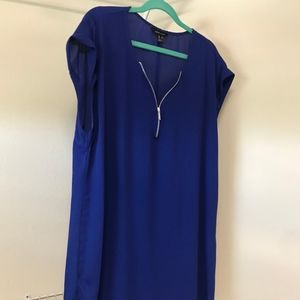 Brand New Cobalt Blue Tunic with Zipper Accent